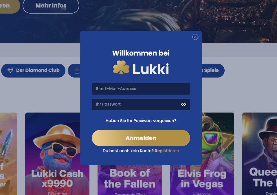 Lukki Casino: Übersichtliche Spiellobby für Gelegenheitsspieler